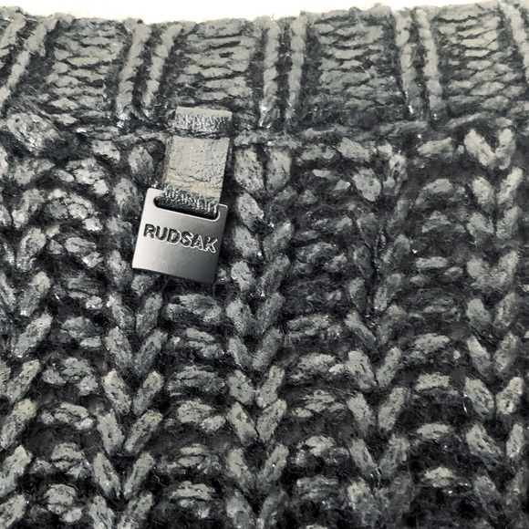 RUDSAK design shiny black acrylic knit crew neck long sweater top long sleeves - Picture 11 of 16